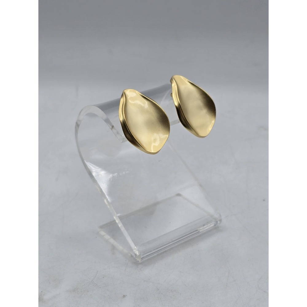 14K Gold Plated Sterling Silver Posts Chunky Vtg Organic Hammered Brushed Pavoi‎